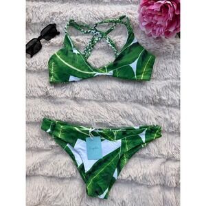 CUPSHE Green Tropical Leaf Bikini Set | NWT - SIZE S
